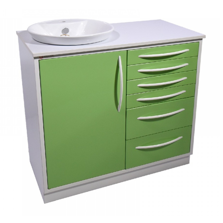 کابینت زمینی تمام MDF با درب هایگلاس 1 متری با کاسه روشویی و رویه ضد اسید CM6-1